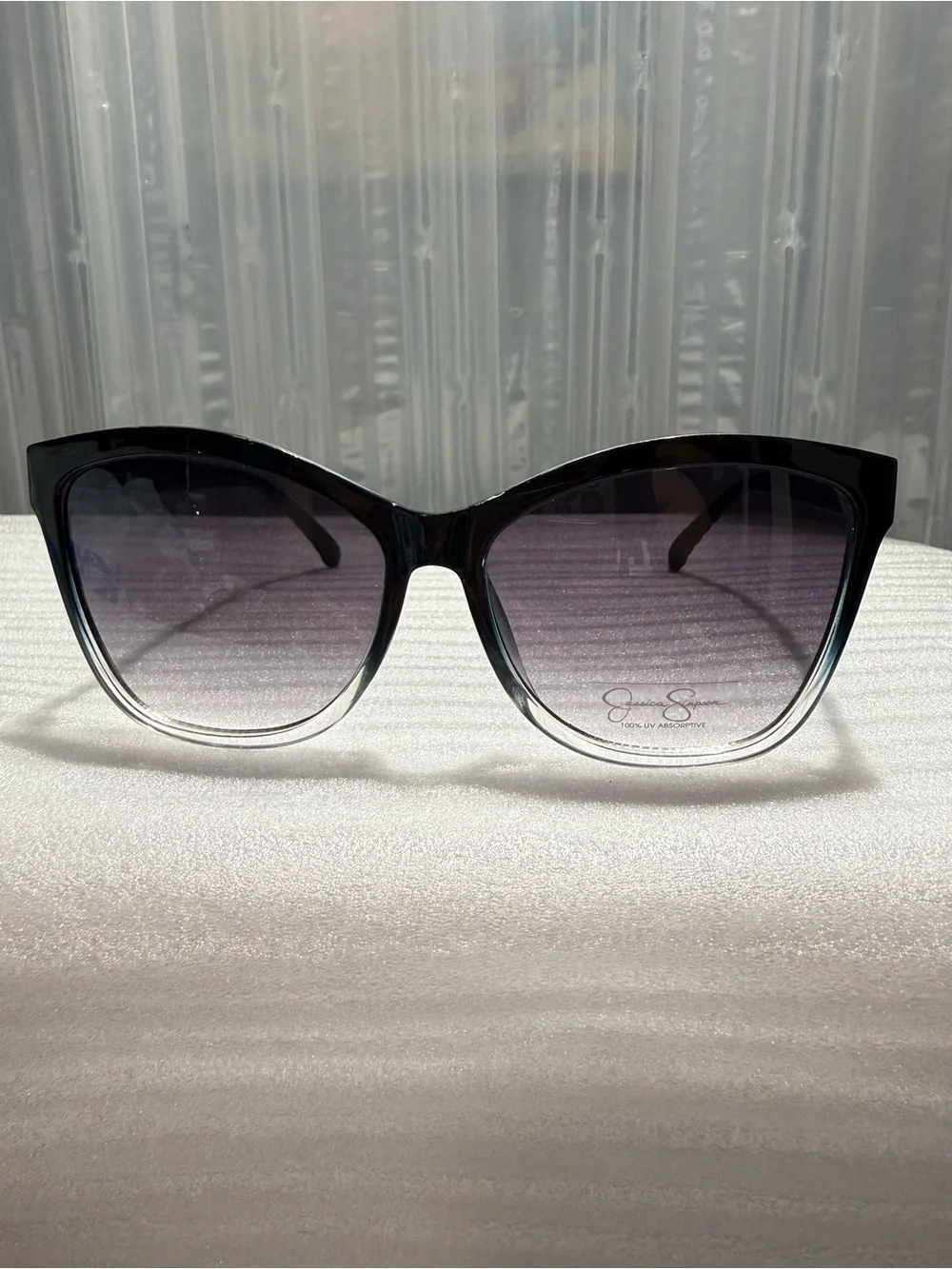 Jessica Simpson J5823 Black & Clear Ombre Quilted Cat-Eye Sunglasses NWT